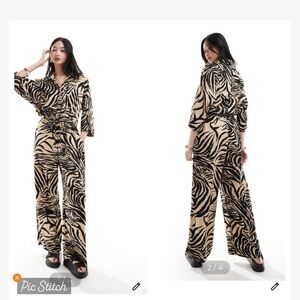 Monki Zebra Print Oversized Jumpsuit